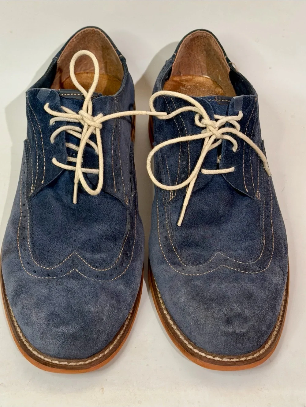 FLORSHEIM Mens Size 11 M Navy Blue Suede Wingtip Oxford Dress Shoes Lace Up